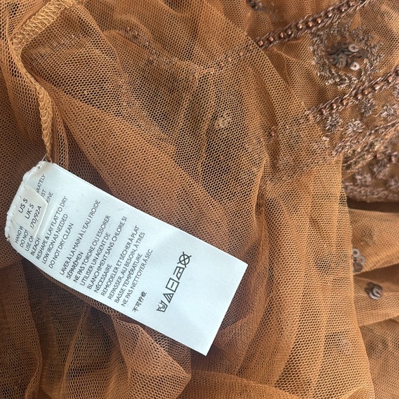 FREE PEOPLE Bronze Sequins Sheer Ruffle Top, size small - Picture 8 of 10